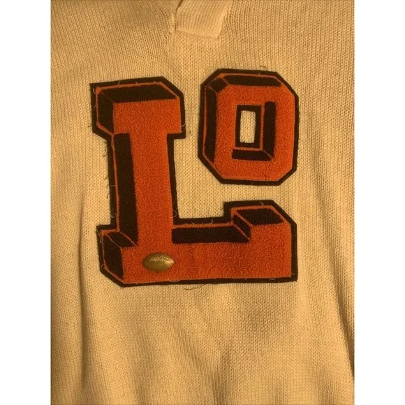 Vintage 1950s Letterman (57) Cream Varsity School Wool Sweater. Collector’s Item